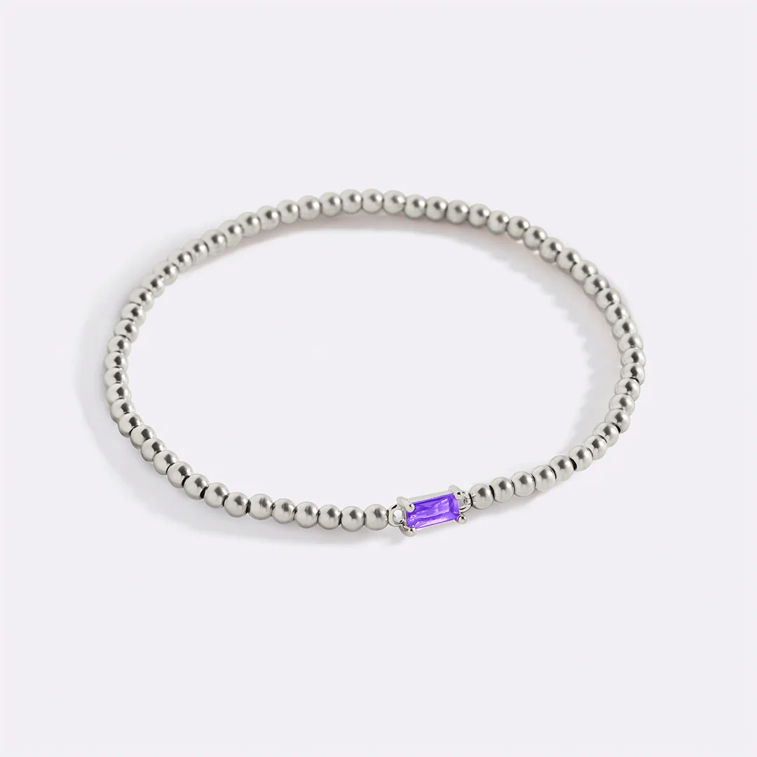 Sterling Silver Beaded Birthstone Bracelet - Image 34