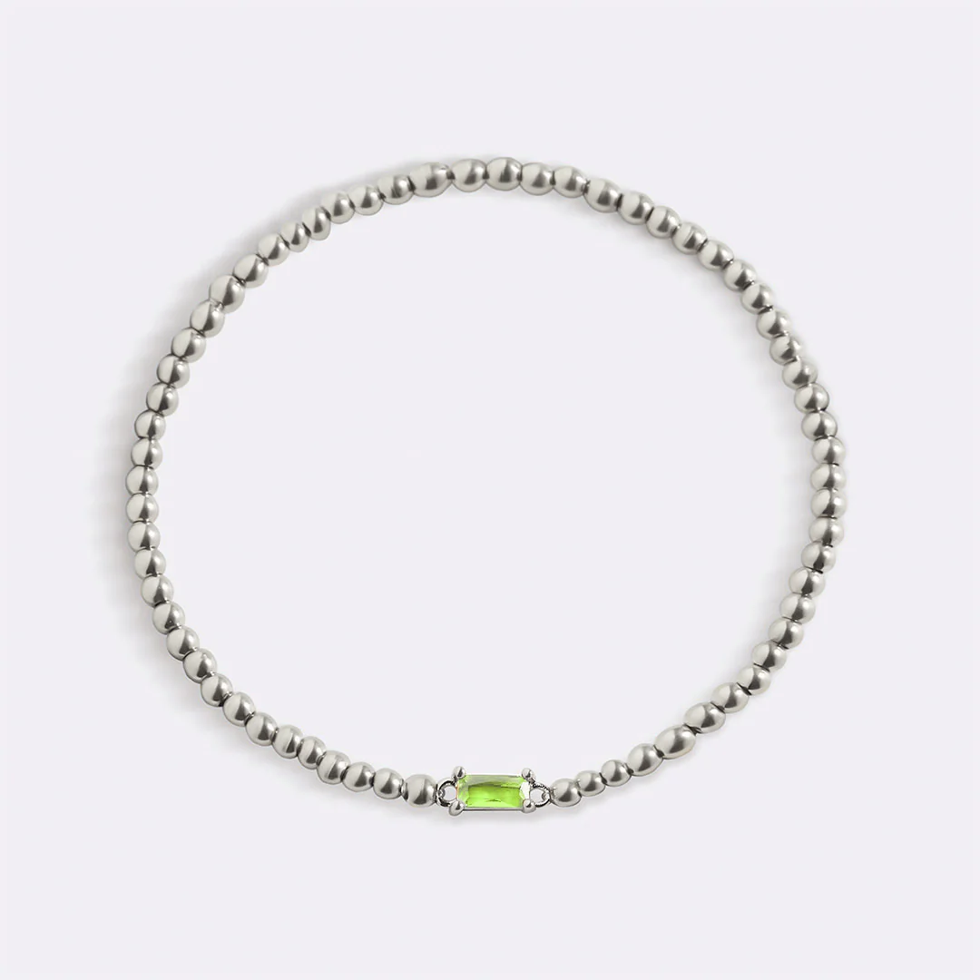 Sterling Silver Beaded Birthstone Bracelet - Image 37