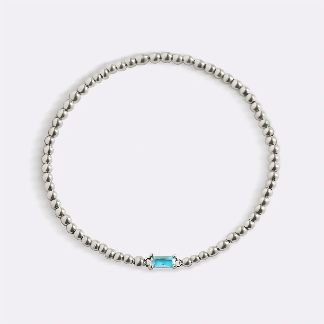 Sterling Silver Beaded Birthstone Bracelet - Image 45