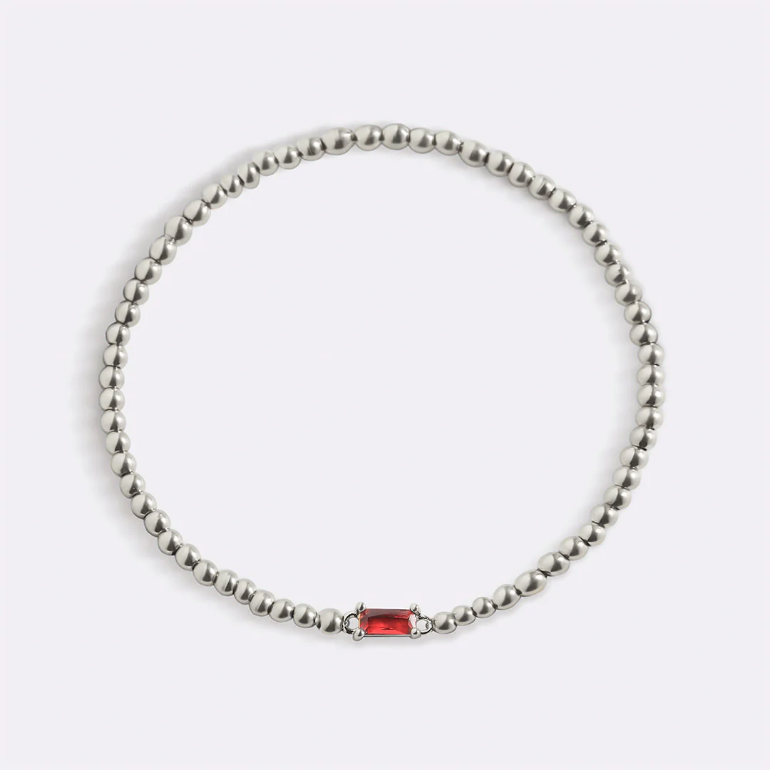 Sterling Silver Beaded Birthstone Bracelet - Image 47