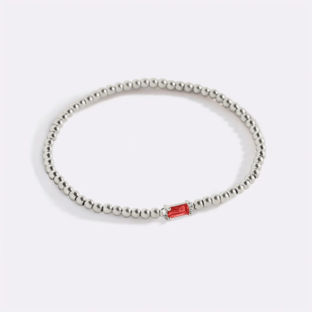 Sterling Silver Beaded Birthstone Bracelet - Image 48