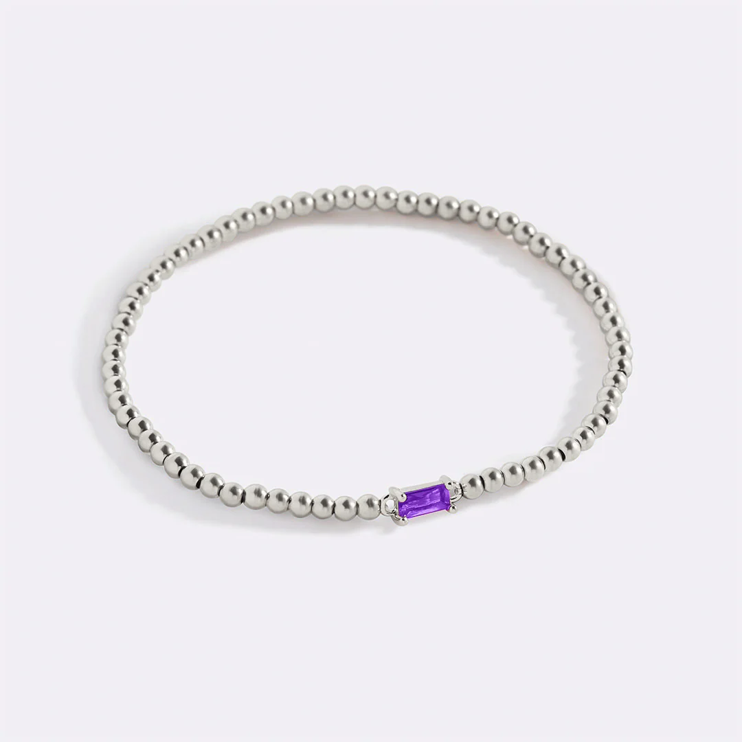 Sterling Silver Beaded Birthstone Bracelet - Image 50