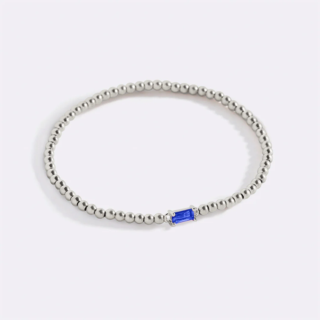 Sterling Silver Beaded Birthstone Bracelet - Image 58
