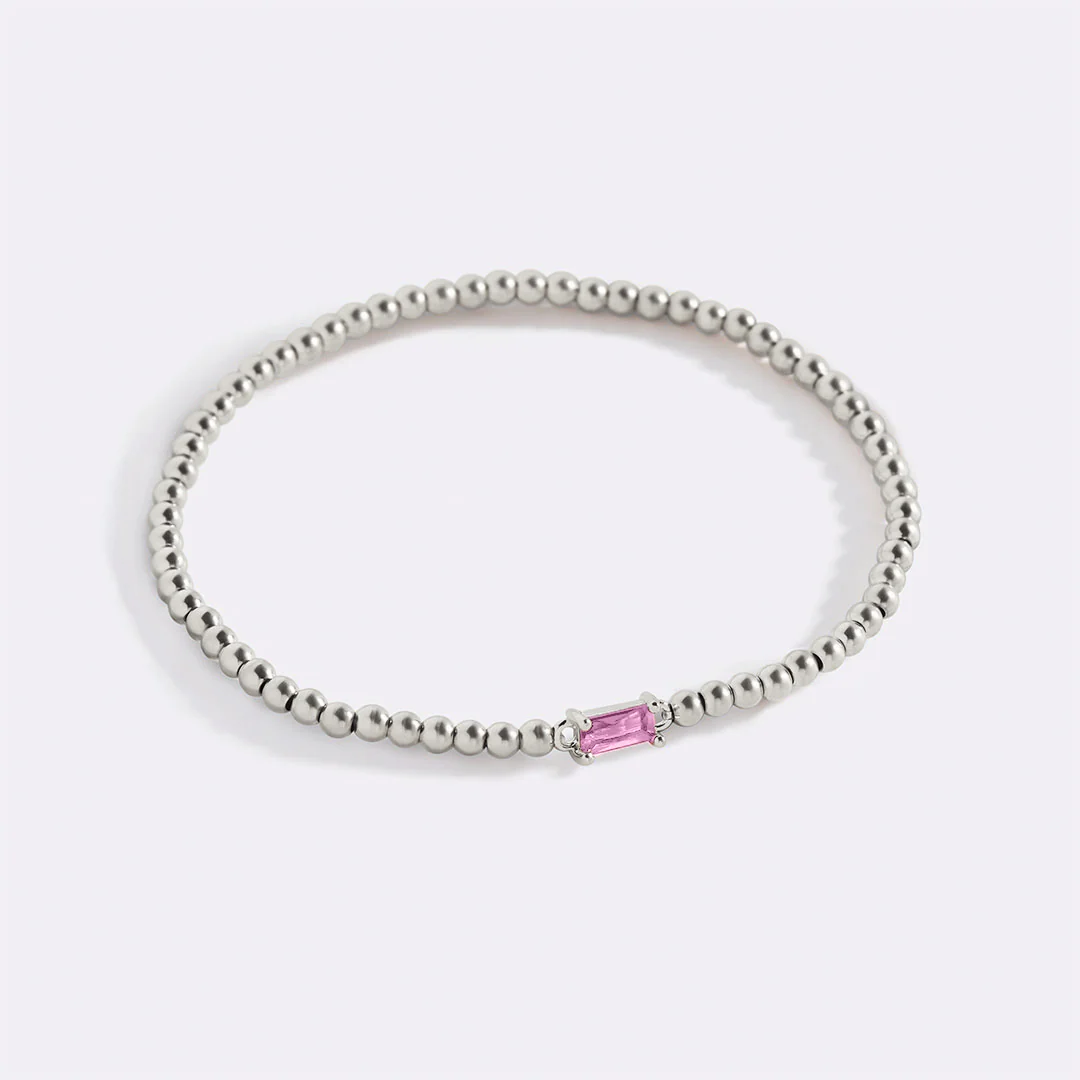 Sterling Silver Beaded Birthstone Bracelet - Image 60