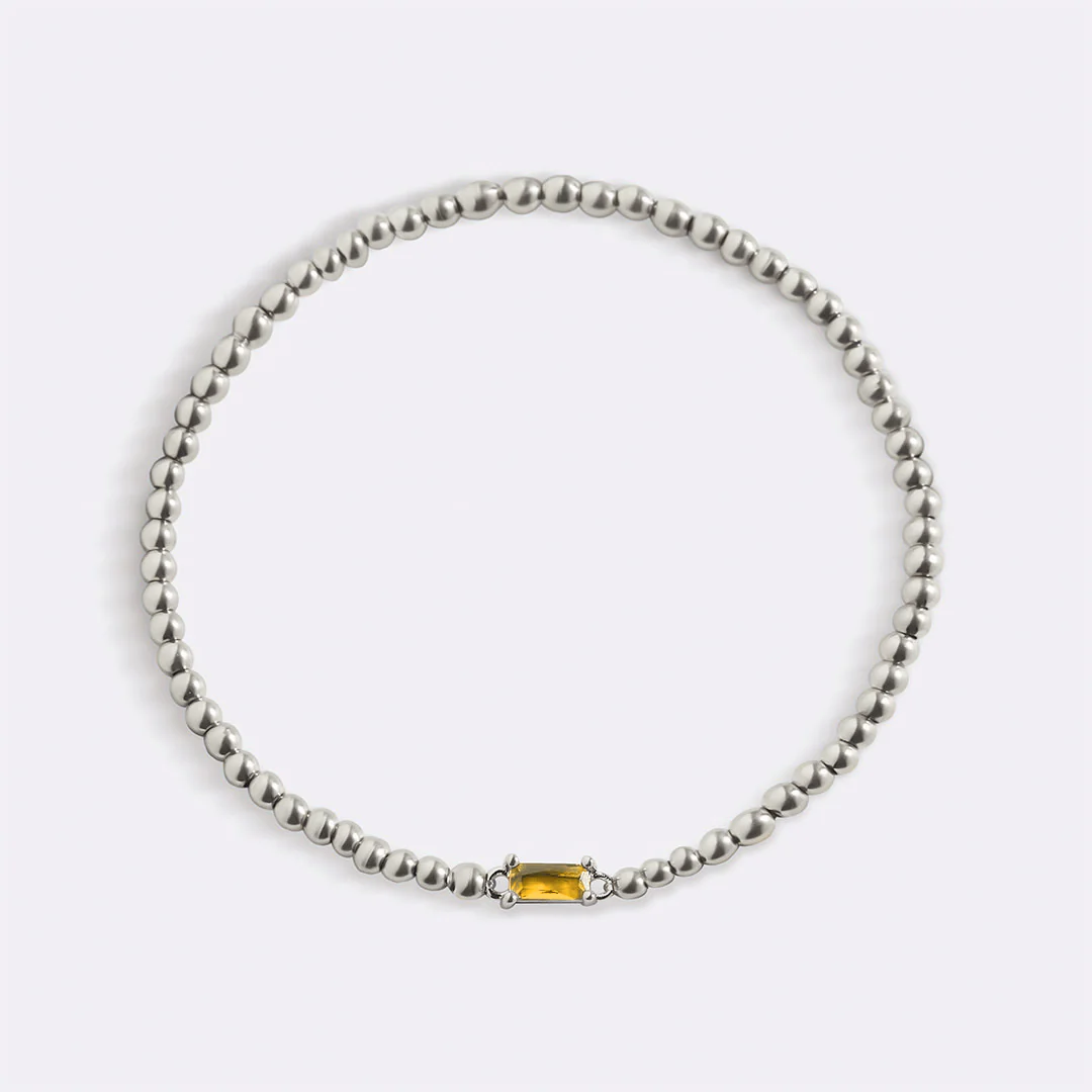 Sterling Silver Beaded Birthstone Bracelet - Image 61