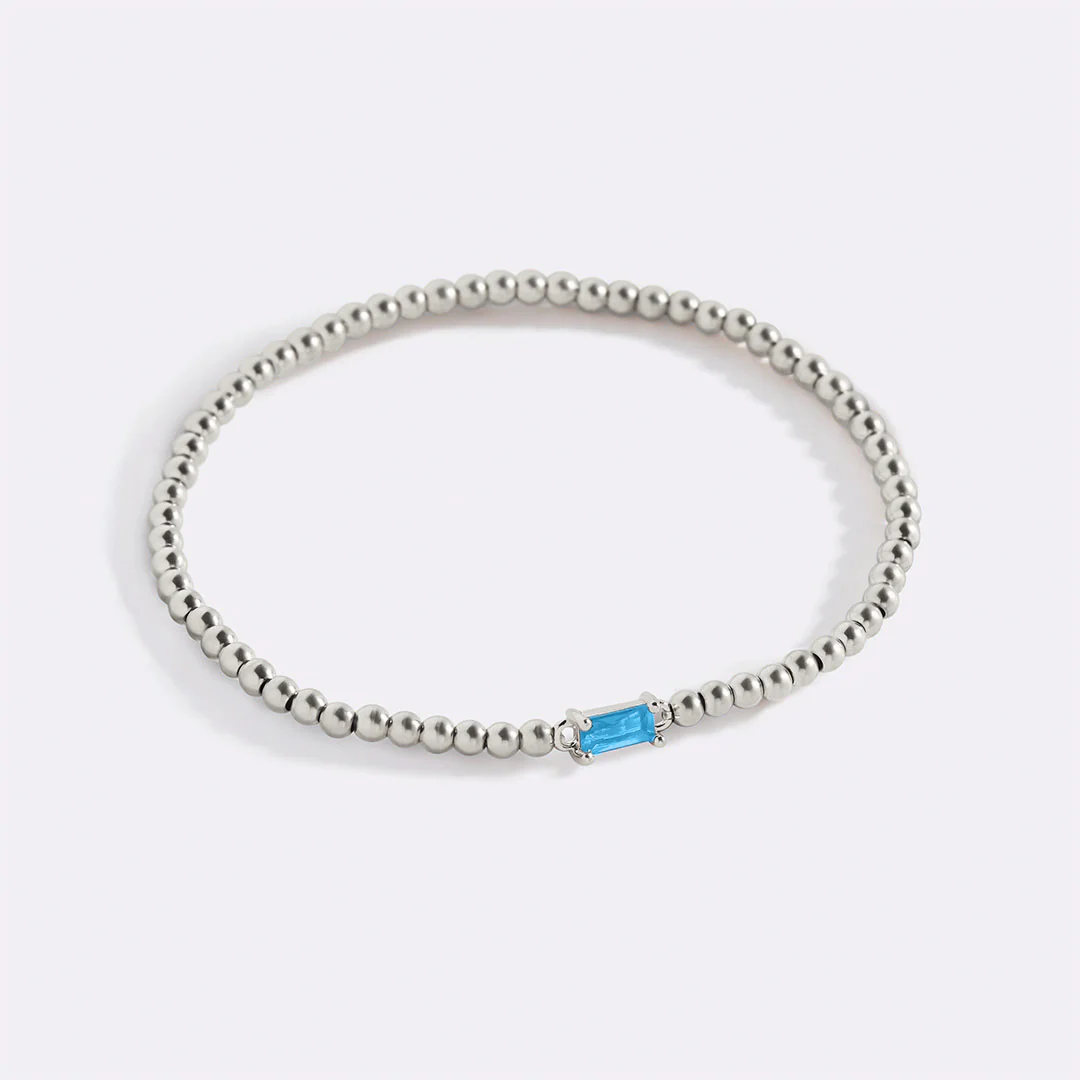 Sterling Silver Beaded Birthstone Bracelet - Image 64