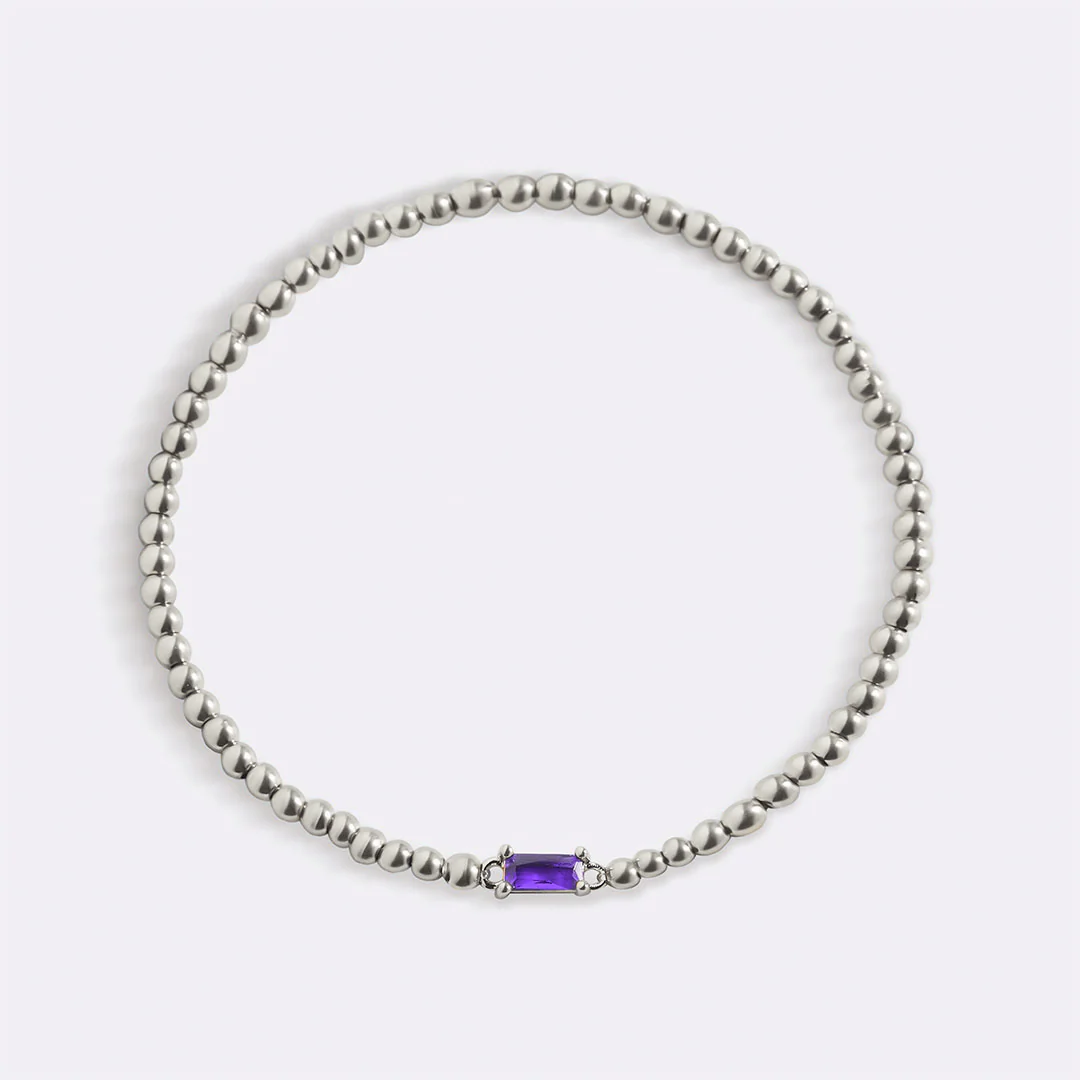 Sterling Silver Beaded Birthstone Bracelet - Image 7
