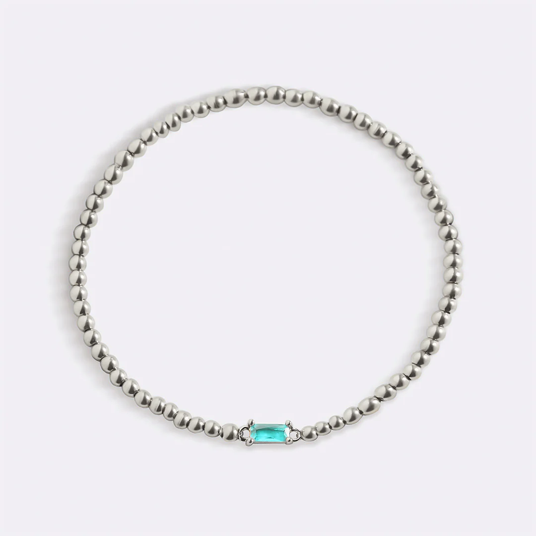 Sterling Silver Beaded Birthstone Bracelet - Image 9