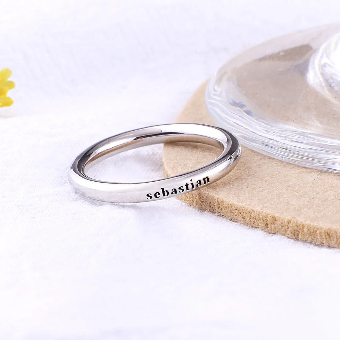 Sterling Silver Stamped Stackable Name Ring - Image 5