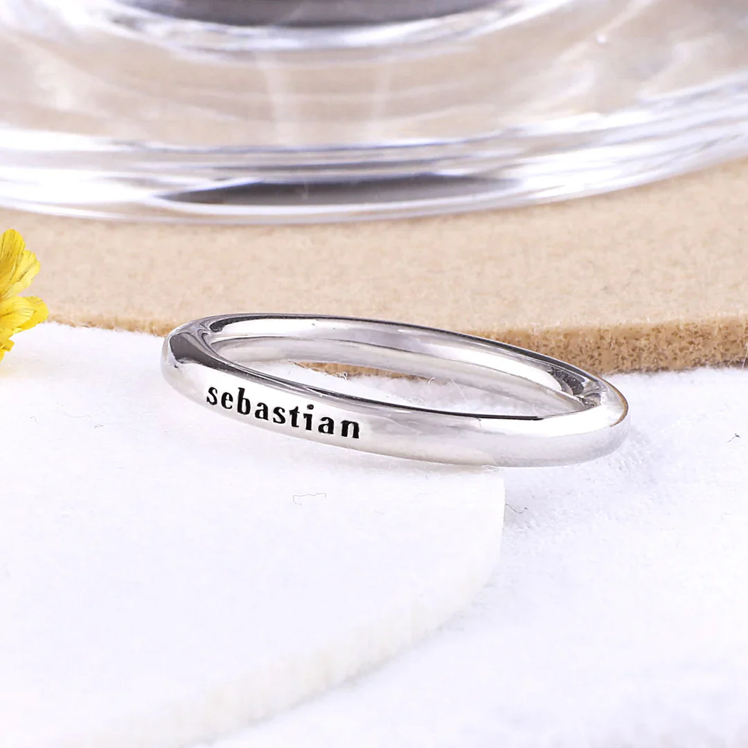 Sterling Silver Stamped Stackable Name Ring - Image 7