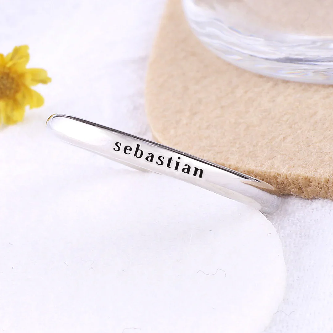 Sterling Silver Stamped Stackable Name Ring - Image 8