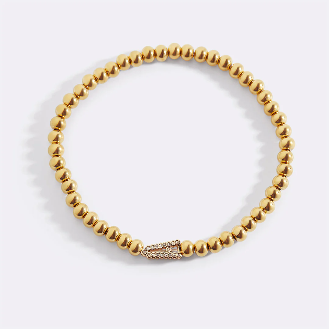 Stretch Diamond Initial Beaded Bracelet - Image 4