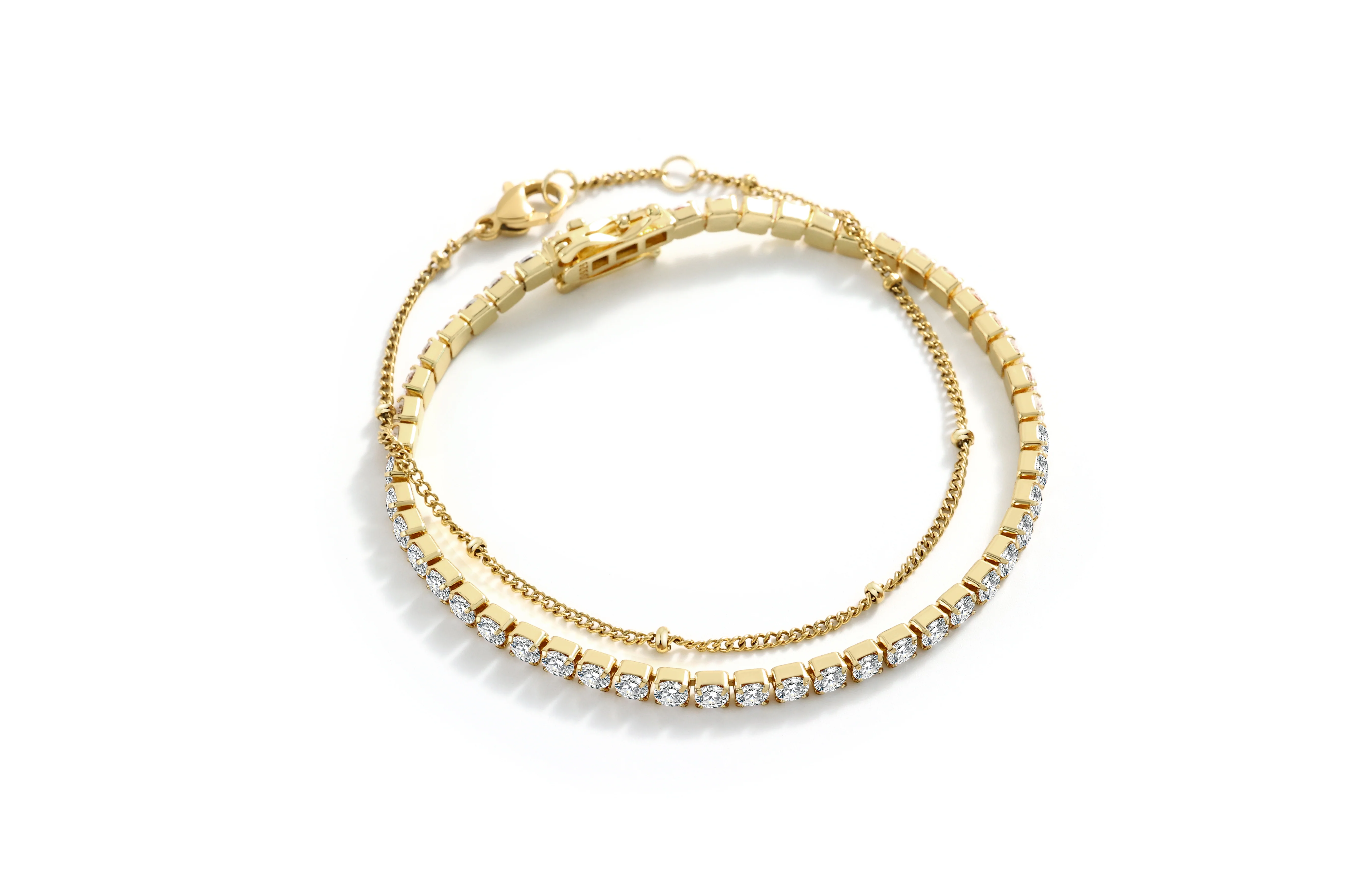 Tennis Bracelet and Satellite Chain Bracelet Bundle - Image 3