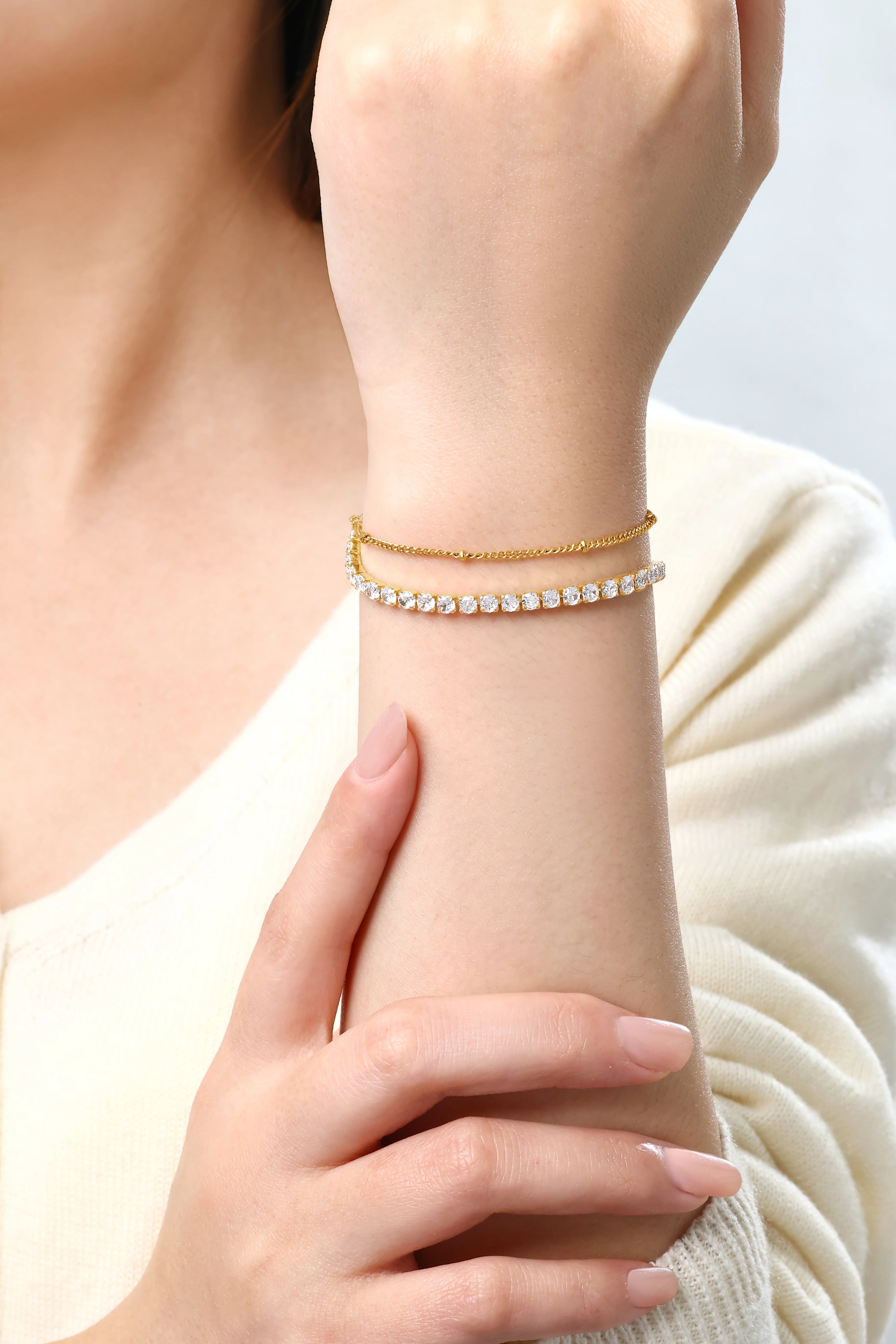 Tennis Bracelet and Satellite Chain Bracelet Bundle - Image 5