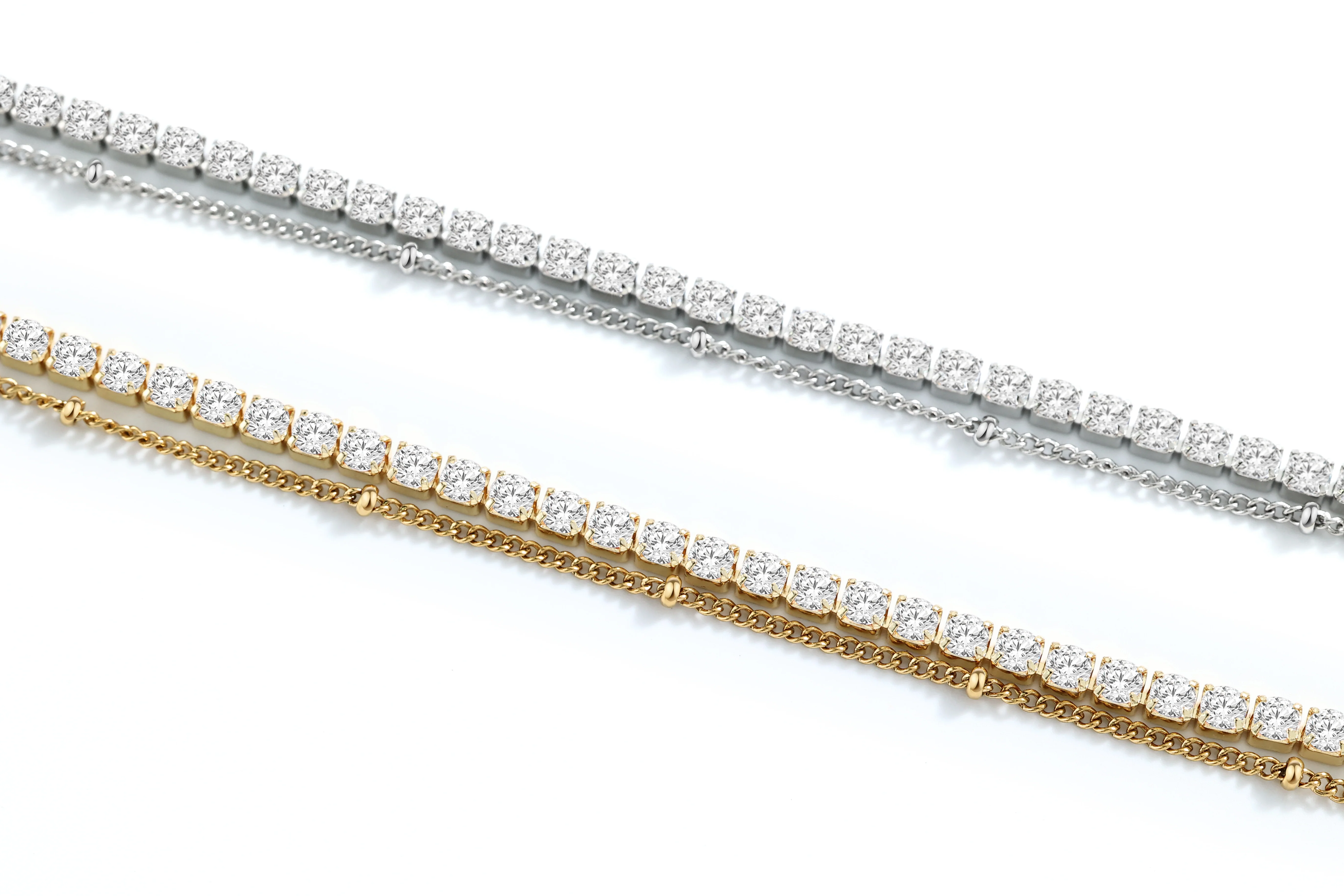 Tennis Bracelet and Satellite Chain Bracelet Bundle - Image 6