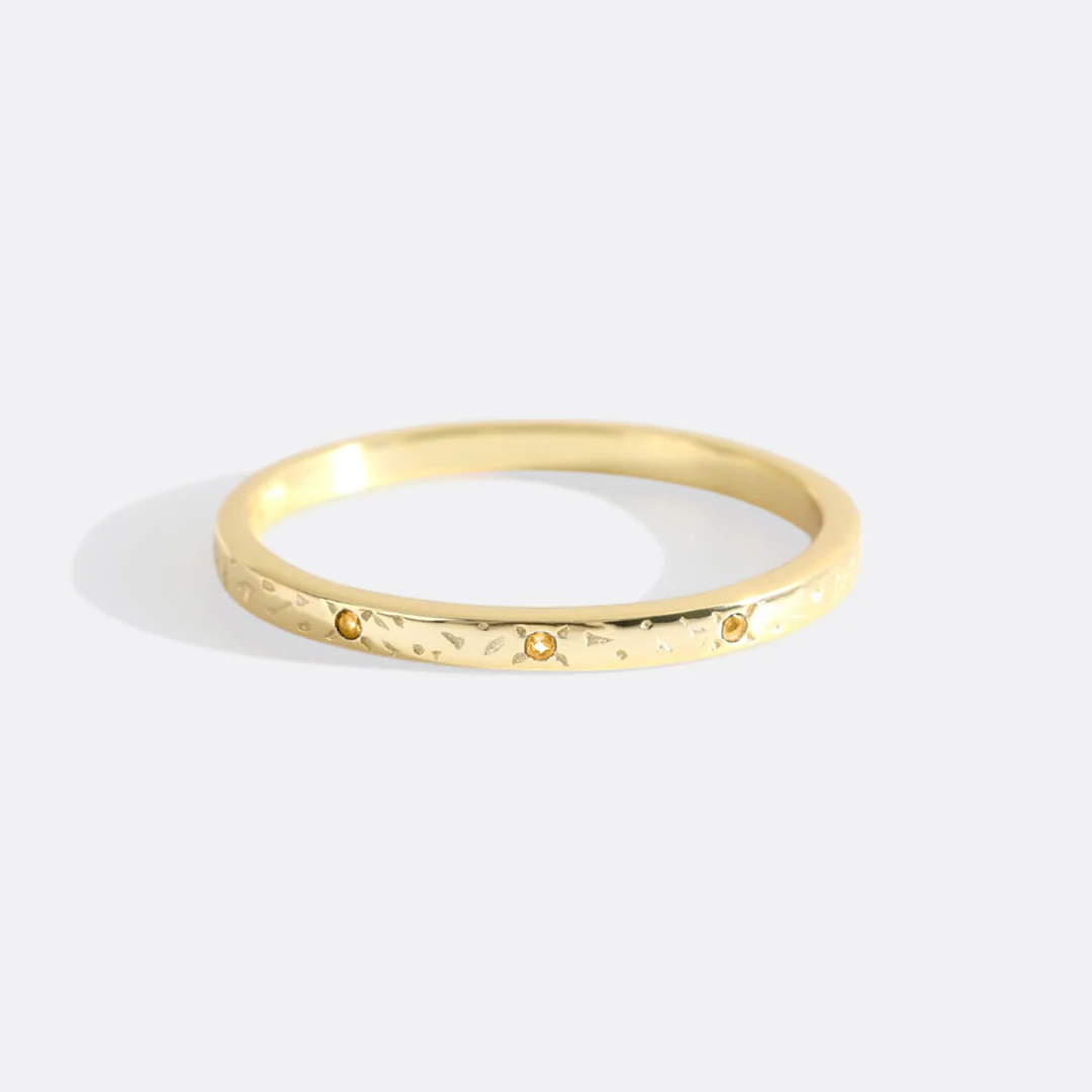 Narrow Textured Gold Birthstone Band - Image 50