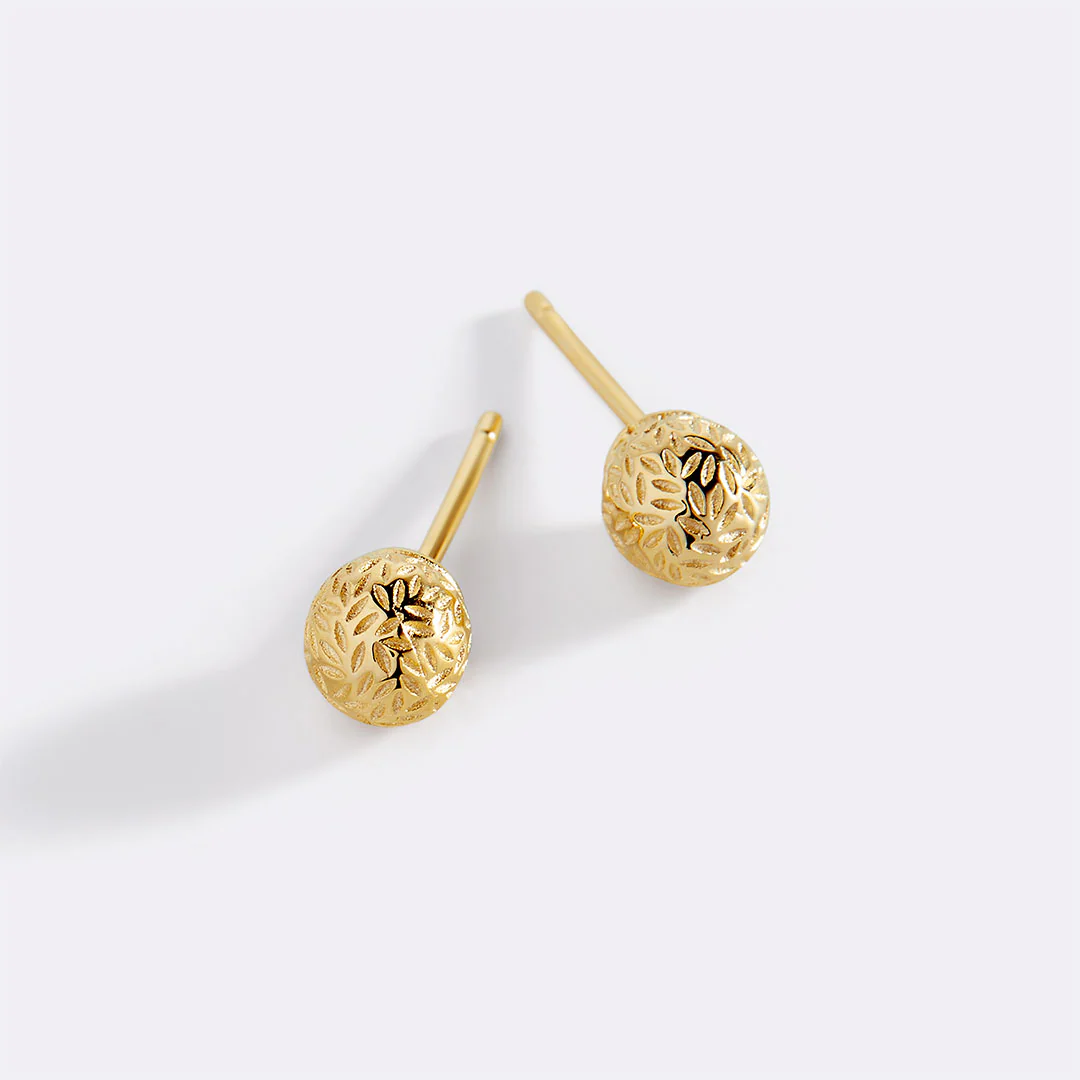 Textured Gold Ball Studs - Image 4