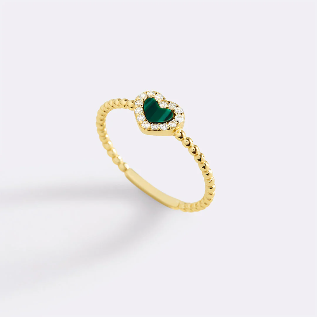 Tiny Gemstone Heart Stacking Ring - Image 6