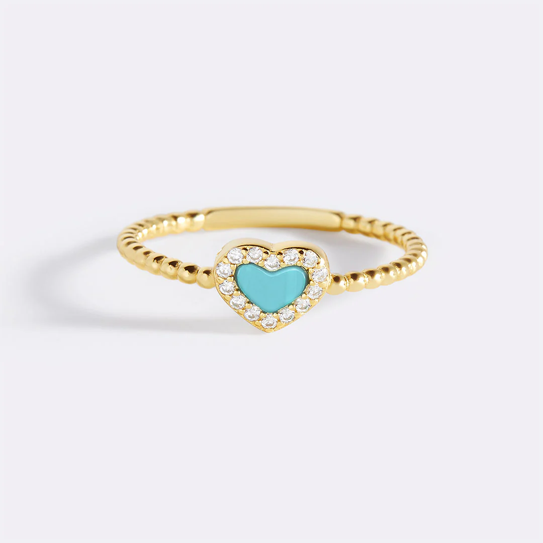 Tiny Gemstone Heart Stacking Ring - Image 9