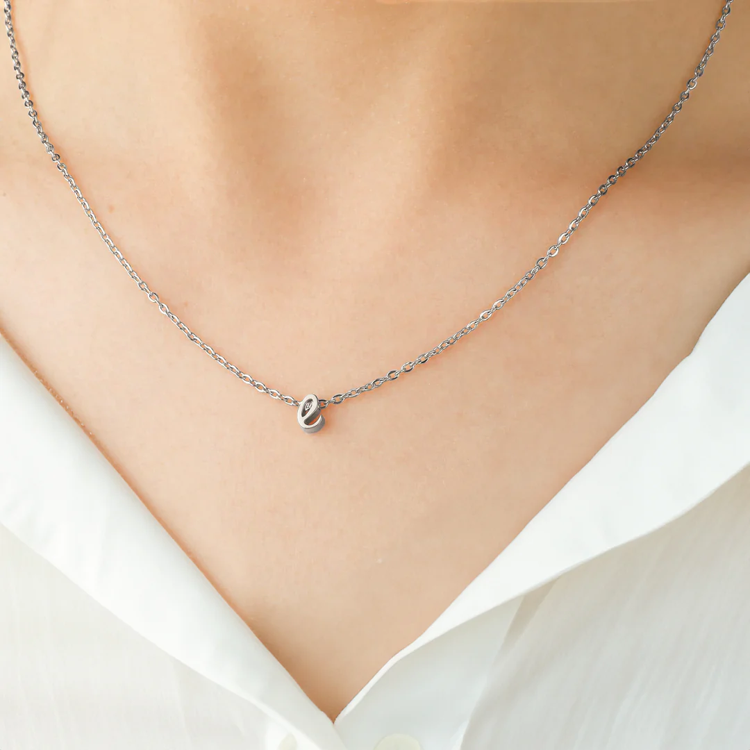 Tiny Script Initial Necklace - Image 108