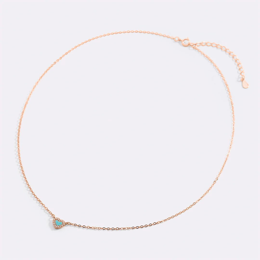 Tiny Turquoise Heart Choker - Image 18