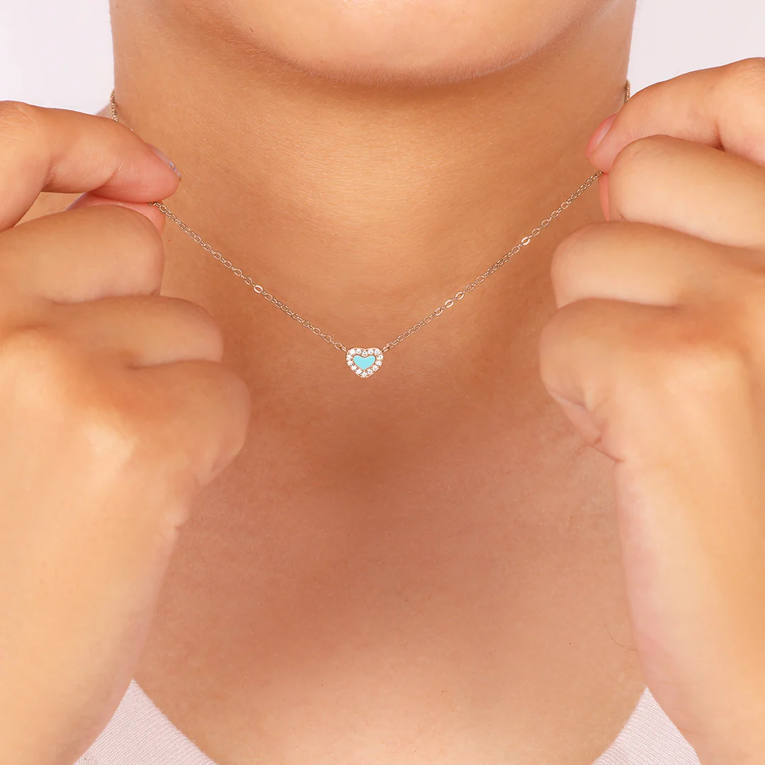 Tiny Turquoise Heart Choker - Image 6