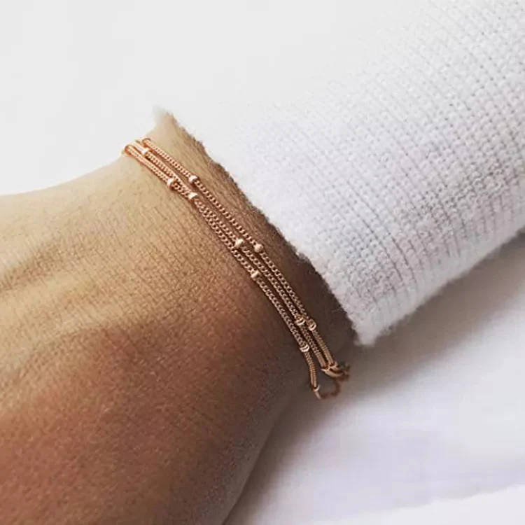 Triple Layer Satellite Chain Bracelet - Image 4